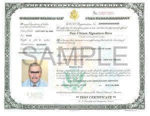 Certificate of Citizenship for Adopted Child Certificate Of