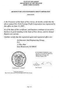 New Jersey Certificate of Authority
