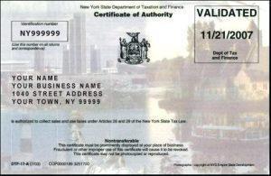 Sales Tax Certificate of Authority