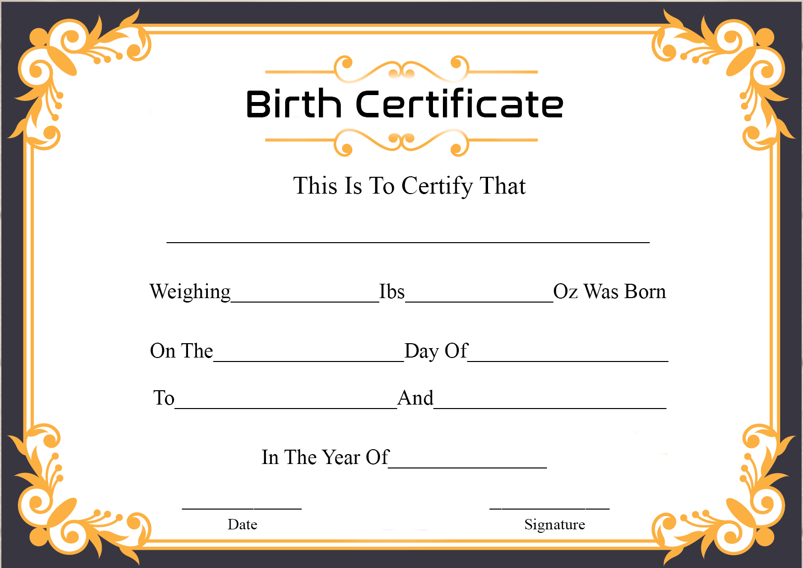 Official Birth Certificate Template