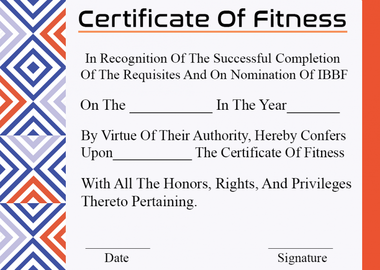 ? Free Sample Certificate of Fitness Templates?