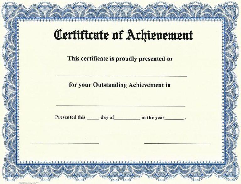 ️ Free Sample Certificate of Achievement Template ️