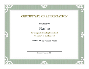 Certificate of Appreciation for Parents