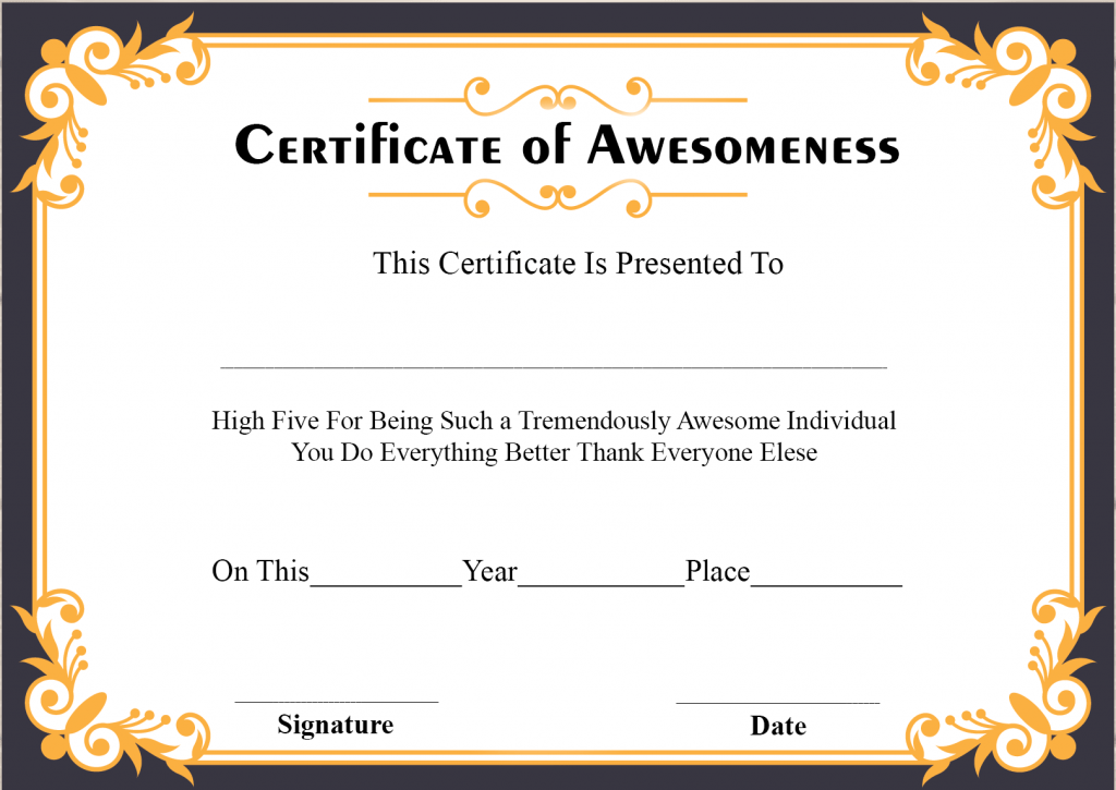  Free Printable Certificate Of Awesomeness Templates 