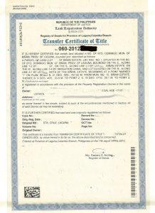 Transfer Certificate of Title