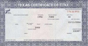 Texas Certificate of Title