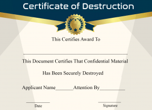 Certificate of Destruction Sample