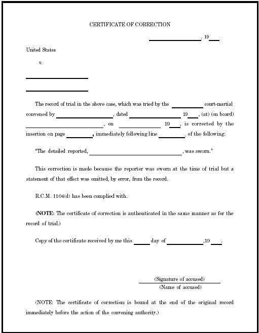  Certificate Of Correction Template Sample Example 