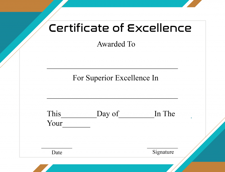 ️ Free Sample Certificate of Excellence Templates ️