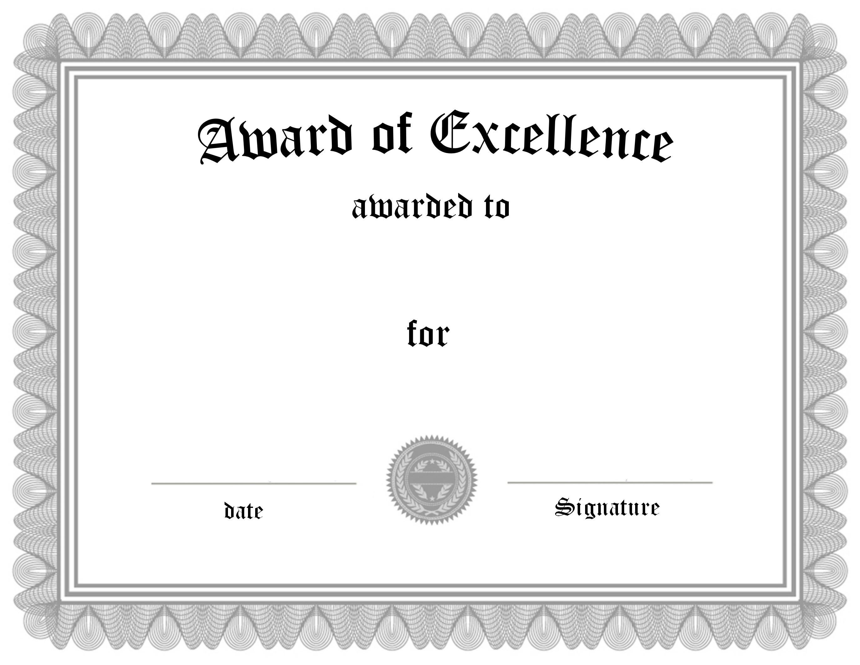 certificate-templates-award-of-excellence-template-sample-in-black In Award Of Excellence Certificate Template