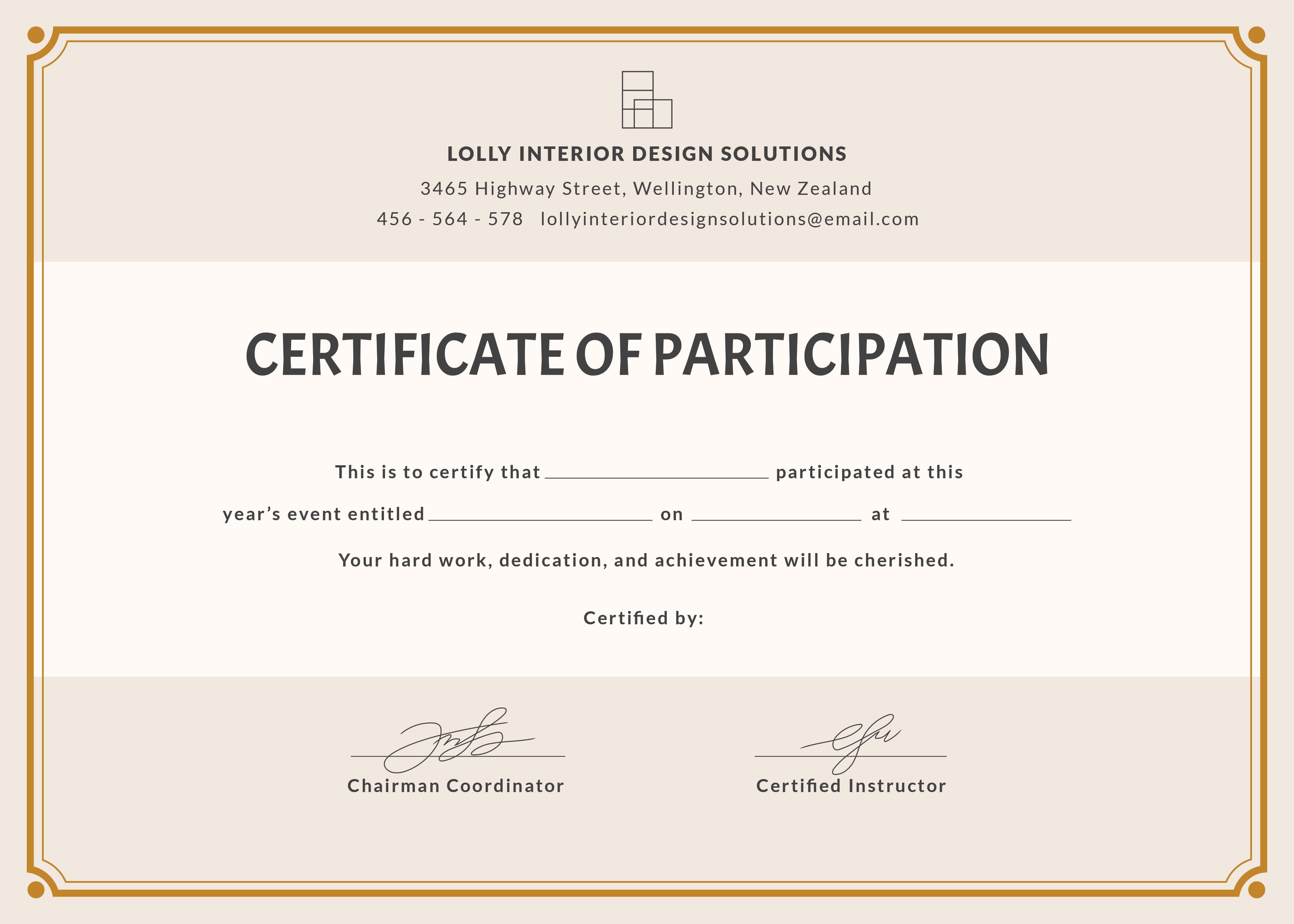 Certificate Of Participation Template Free from certificateof.com
