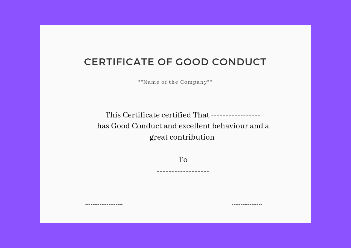  Free Printable Certificate Of Good Conduct Templates Certificate Of