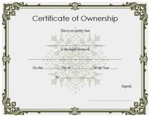 Sample Certificate of Ownership Template Form