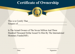 Certificate of Ownership WOW