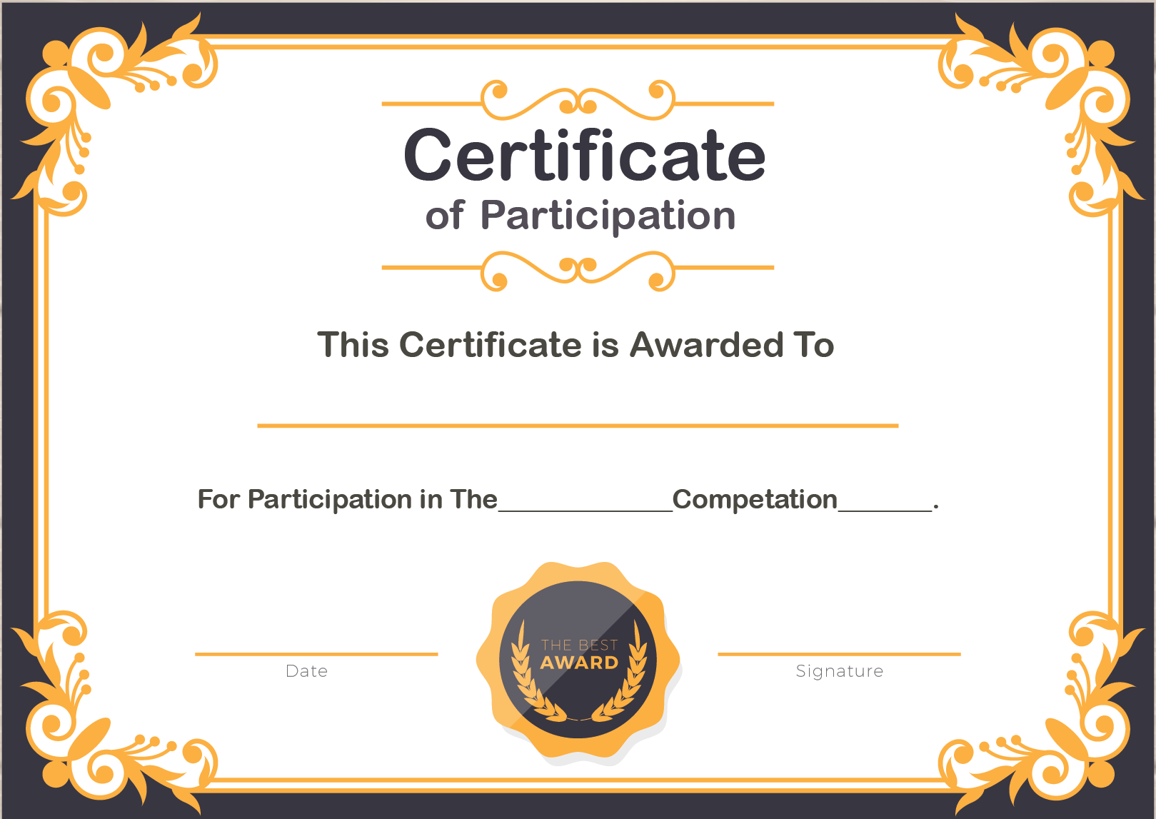 Free Printable Certificate Of Participation Templates