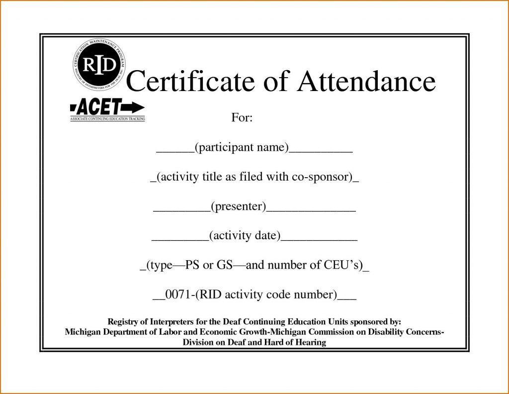 ️free Printable Certificate Of Attendance Sample Template 4021