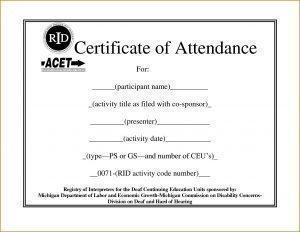 Certificate of Attendance Template Word