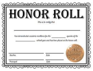 Certificate of Honor Roll