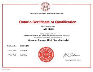 Certificate of Qualification Ontario