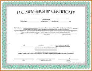 Certificate of Membership LLC