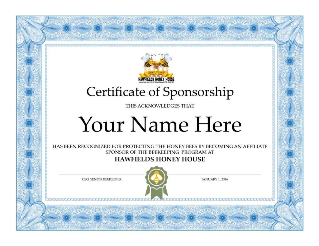 Free Sample Of Certificate Of Sponsorship Template 4538