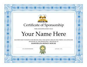Restricted Certificate of Sponsorship