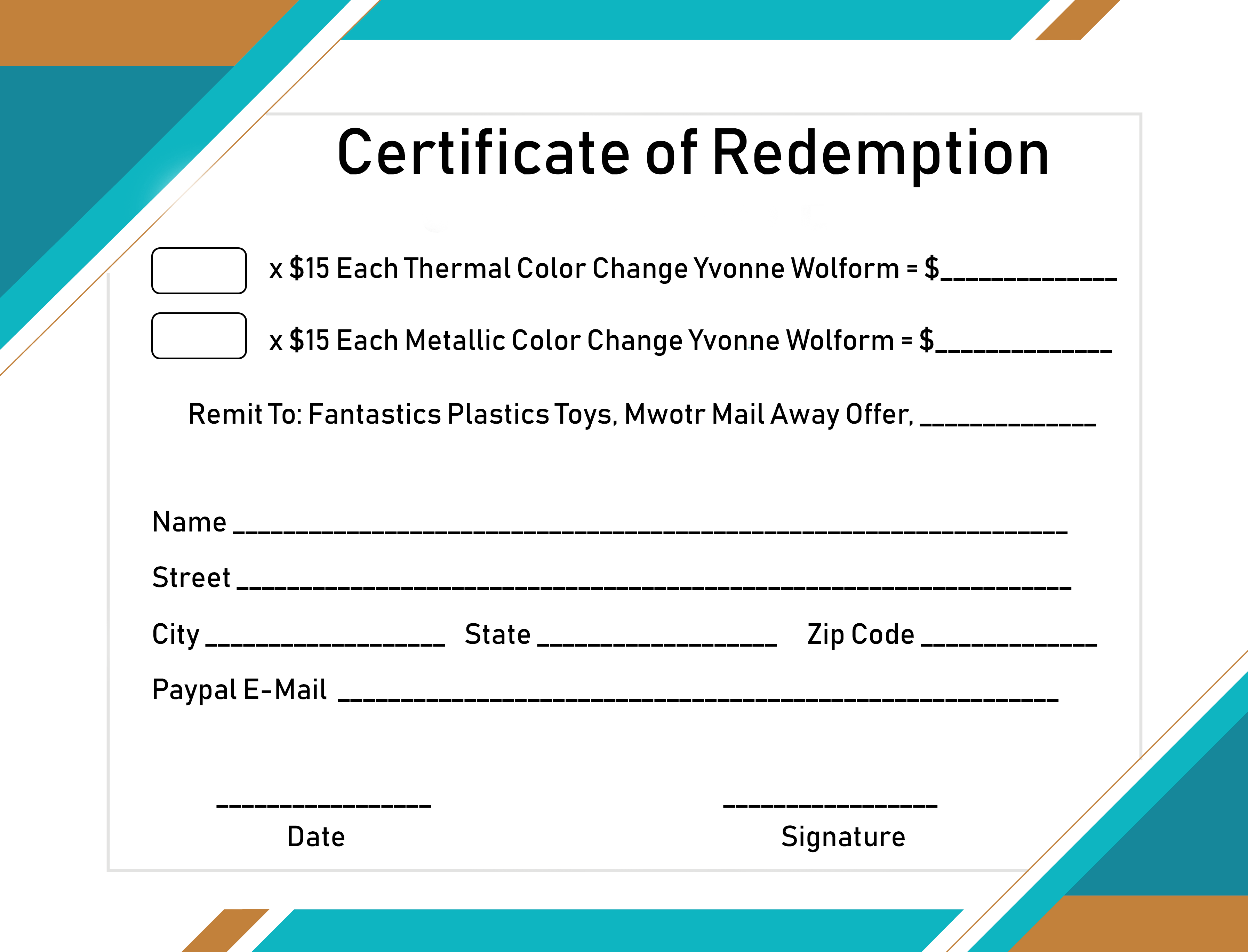 Certificate of Redemption Form