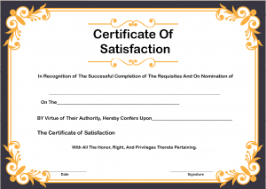 Certificate of Satisfaction Sample
