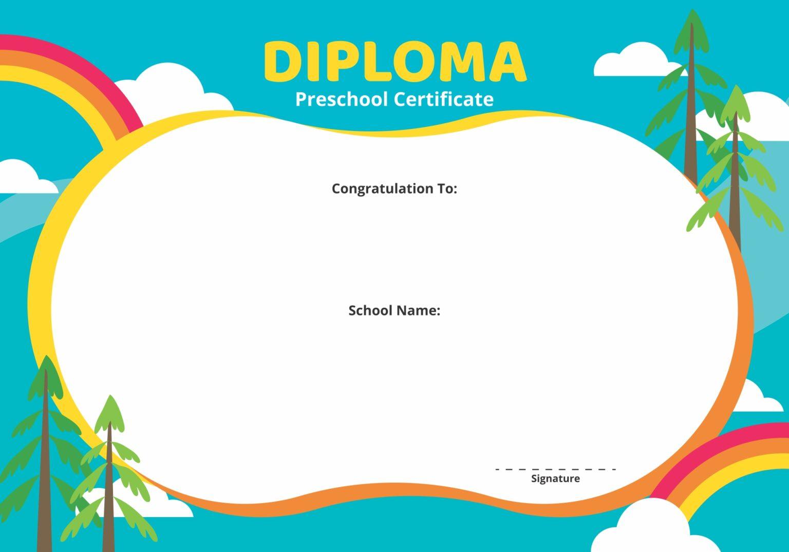 Kindergarten Graduation Certificate Template For Free | Kindergarten ...