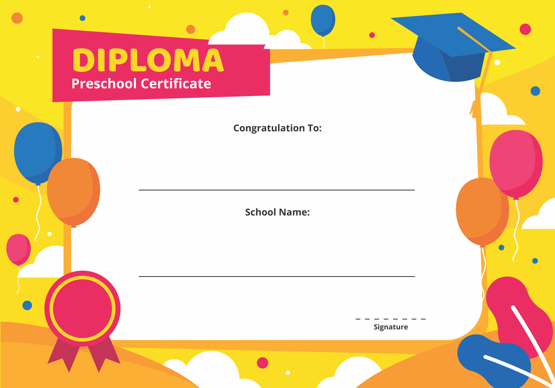 Kindergarten graduation certificate preschool graduation certificate