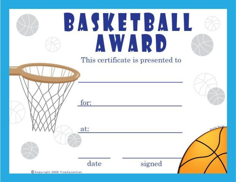 Free Printable Basketball Certificates: Download